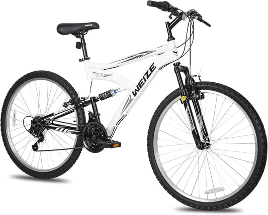 Weize Mountain Bike 26 27.5 In. Outdoor Hybrid Bikes 18-Speed High-Carbon Steel Full Suspension