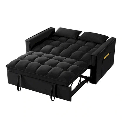 4-in-1 Pull-Out Sleeper Sofa Bed, Loveseat In Velvet-Convertible Couch Bed With Reclining Backrest,2 Side Pockets