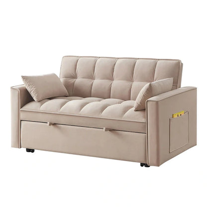 4-in-1 Pull-Out Sleeper Sofa Bed, Loveseat In Velvet-Convertible Couch Bed With Reclining Backrest,2 Side Pockets