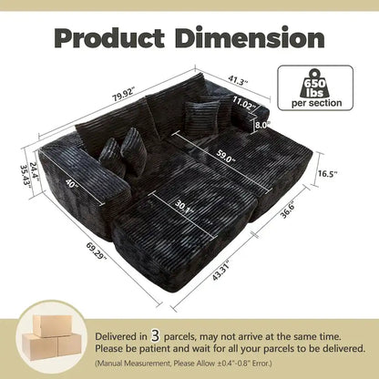 Hooowooo Modern Plush Sectional Sofa L-Shaped Couch With Removable Ottoman
