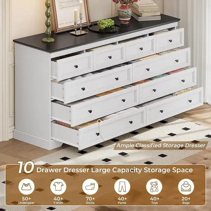 10 Drawers Dresser 55 Large Drawers Wood Dressers And Chest Of Drawers