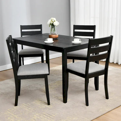 5-Piece Solid Wood 47L Dining Table Sets, 1 Table Plus 4 Slat Back Chairs