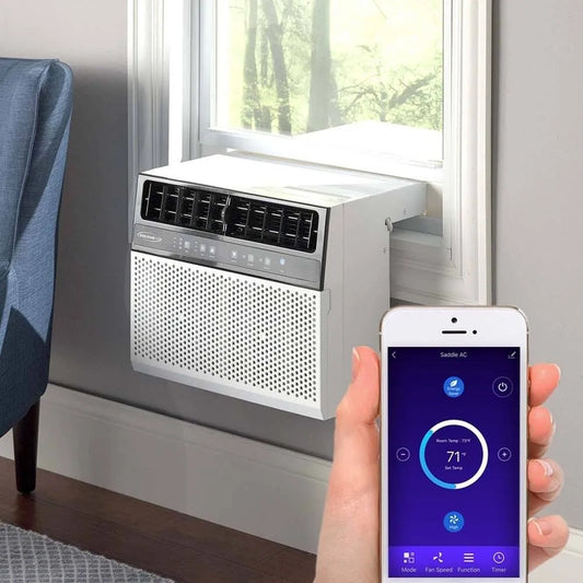 Soleus Air 8,000 BTU Hybrid, Saddle Window Air Conditioner With WiFi, 8,000 BTU, White