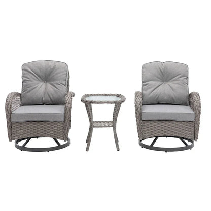 3 Pieces Outdoor Swivel Rocker Patio Chairs, 360 Degree Rocking Patio Conversation Set