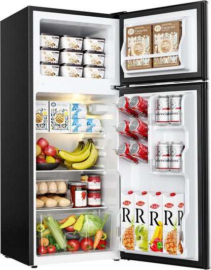 Euhomy 3.2 Cu. Ft. Mini Fridge With Freezer 2-Door Compact Refrigerator For Bedroom, Dorm, Office Or Apartment, Silver
